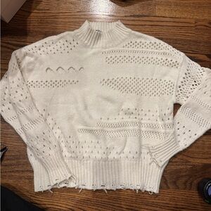 Autumn Cashmere Cream Textured Turtleneck Sweater XS cashmere